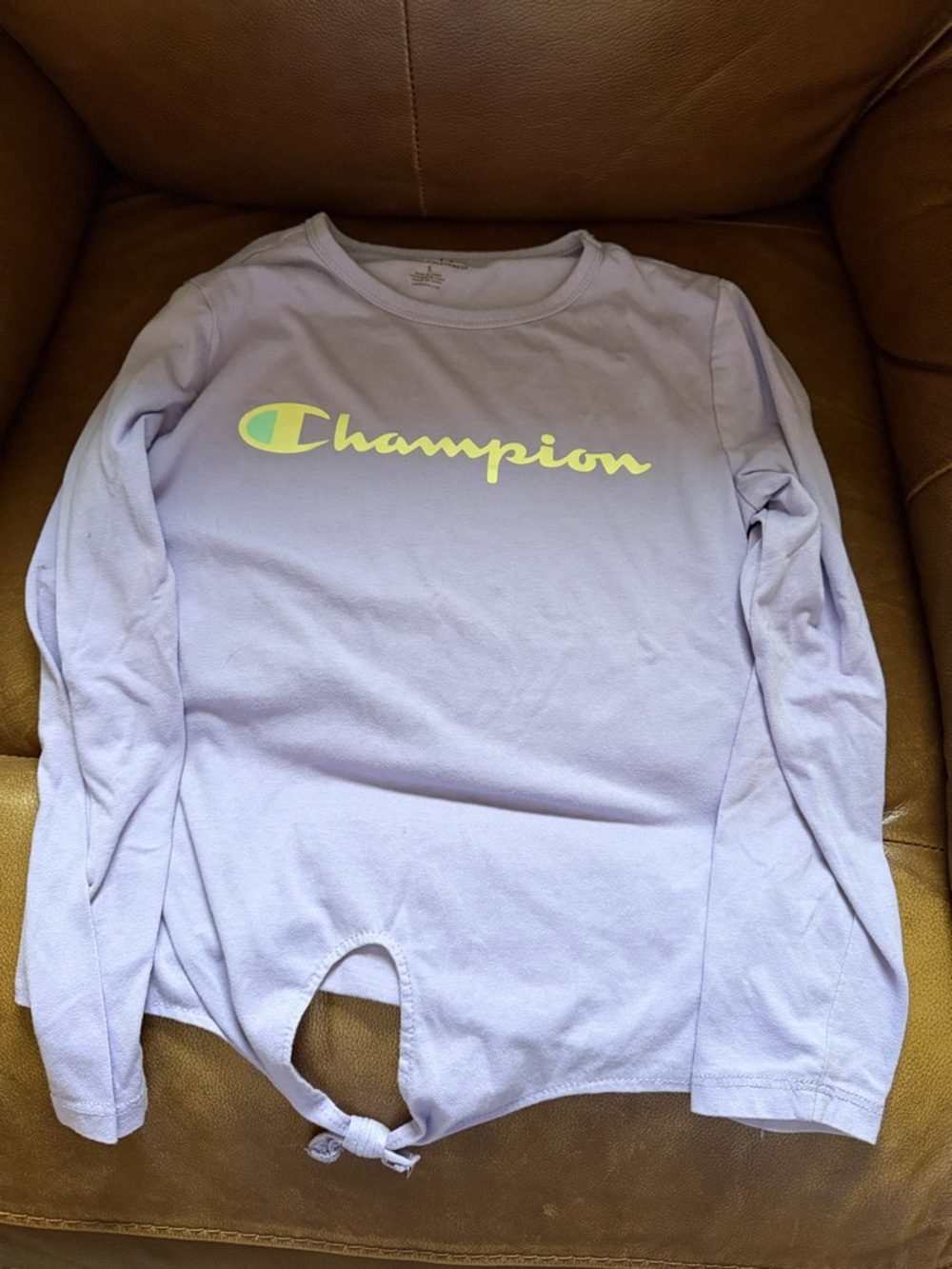 Girls Champion Lavender Long-Sleeve Tee with Front Tie size small